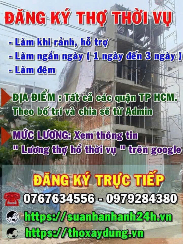 Đăng ký thợ hồ thời vụ