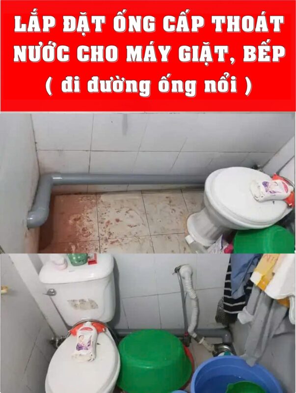 Lắp đặt ống cấp thoát máy giặt