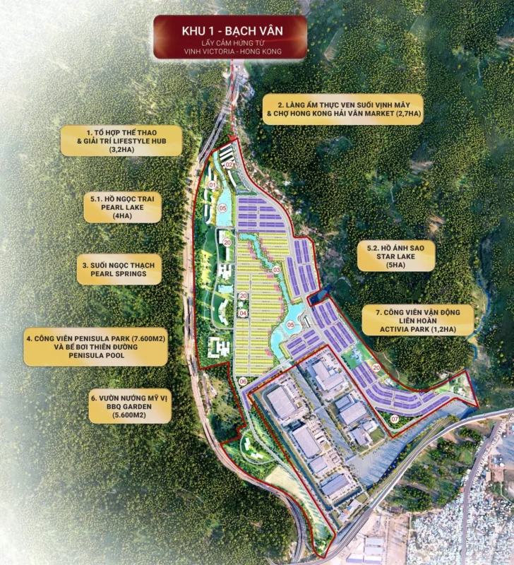 Mặt bằng tiện ích phân khu Bạch Vân